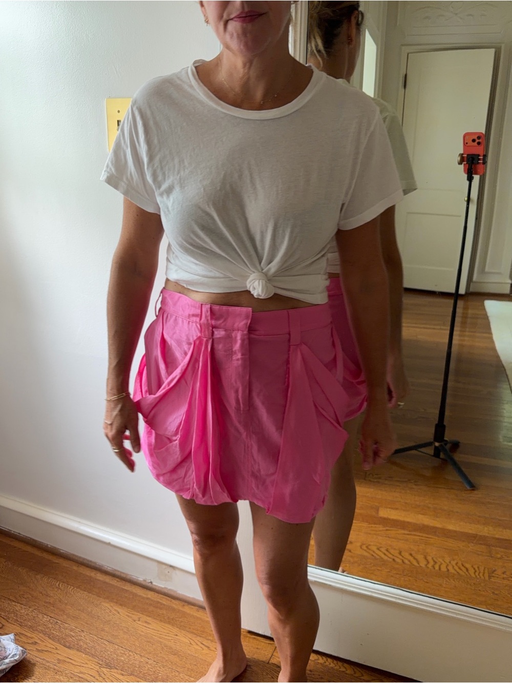 Zara Hot Pink Draped Mini Skirt
